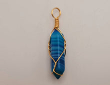 Load image into Gallery viewer, Natural Handmade Crystal Necklace Gold Tone Agate, Blue Agate,