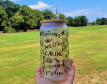 Load image into Gallery viewer, Glitter Shinny 16 OZ Daily Affirmations Glass Can Motivation