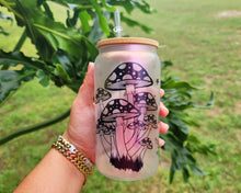 Load image into Gallery viewer, Mushroom Beer Can Glass | Boho Mushroom Coffee Glass | Aesthetic Coffee Glass | 16 oz