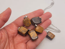 Load image into Gallery viewer, Crystal Necklace Silver Tone Irregular Shaped Tiger's Eye Healing Crystal