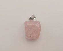 Load image into Gallery viewer, Crystal Necklace Silver Tone Irregular Shaped Rose Quartz Healing Crystal