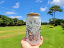 Load image into Gallery viewer, Never Give Up Your Day Dream Beer Can Glass | Boho Butterfly Coffee Glass