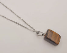 Load image into Gallery viewer, Crystal Necklace Silver Tone Irregular Shaped Tiger's Eye Healing Crystal
