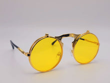 Load image into Gallery viewer, Steampunk Goggles Glasses Round Sunglasses Emo Retro Vintage Yellow