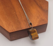 Load image into Gallery viewer, Crystal Necklace Silver Tone Irregular Shaped Tiger's Eye Healing Crystal