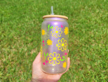 Load image into Gallery viewer, Glittery & Shiny Daisy Cup Iced Coffee Cup Glass