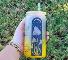 Load image into Gallery viewer, Mushroom Beer Can Glass | Boho Mushroom Coffee Glass | Aesthetic Coffee Glass | 16 oz