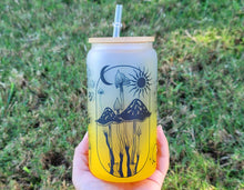 Load image into Gallery viewer, Mushroom Beer Can Glass | Boho Mushroom Coffee Glass | Aesthetic Coffee Glass | 16 oz