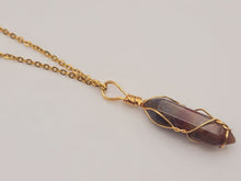 Load image into Gallery viewer, Indian Agate Point Necklace Gold Wire Wrapped Healing Crystal Point