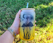 Load image into Gallery viewer, Mushroom Beer Can Glass | Boho Mushroom Coffee Glass | Aesthetic Coffee Glass | 16 oz