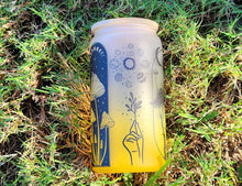 Load image into Gallery viewer, Mushroom Beer Can Glass | Boho Mushroom Coffee Glass | Aesthetic Coffee Glass | 16 oz