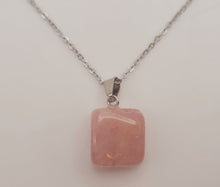 Load image into Gallery viewer, Crystal Necklace Silver Tone Irregular Shaped Rose Quartz Healing Crystal
