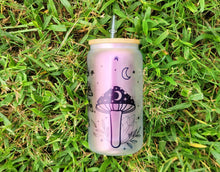Load image into Gallery viewer, Mushroom Beer Can Glass | Boho Mushroom Coffee Glass | Aesthetic Coffee Glass | 16 oz