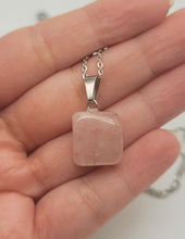 Load image into Gallery viewer, Crystal Necklace Silver Tone Irregular Shaped Rose Quartz Healing Crystal