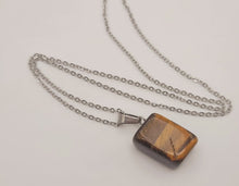Load image into Gallery viewer, Crystal Necklace Silver Tone Irregular Shaped Tiger's Eye Healing Crystal