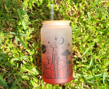 Load image into Gallery viewer, Mushroom Beer Can Glass | Boho Mushroom Coffee Glass | Aesthetic Coffee Glass | 16 oz