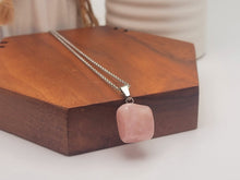 Load image into Gallery viewer, Crystal Necklace Silver Tone Irregular Shaped Rose Quartz Healing Crystal