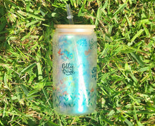 Load image into Gallery viewer, Affirmations beer can glass, Cute Glittery coffee glass, Customized garden Coffee glass,