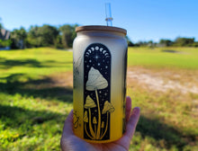 Load image into Gallery viewer, Mushroom Beer Can Glass | Boho Mushroom Coffee Glass | Aesthetic Coffee Glass | 16 oz