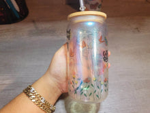Load image into Gallery viewer, Affirmations beer can glass, Cute Glittery coffee glass, Customized garden Coffee glass,