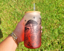 Load image into Gallery viewer, Mushroom Beer Can Glass | Boho Mushroom Coffee Glass | Aesthetic Coffee Glass | 16 oz