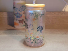 Load image into Gallery viewer, Affirmations beer can glass, Cute Glittery coffee glass, Customized garden Coffee glass,
