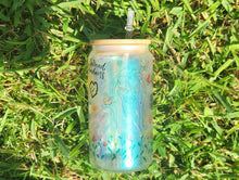 Load image into Gallery viewer, Affirmations beer can glass, Cute Glittery coffee glass, Customized garden Coffee glass,