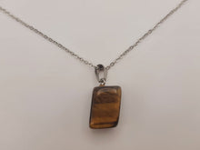 Load image into Gallery viewer, Crystal Necklace Silver Tone Irregular Shaped Tiger's Eye Healing Crystal