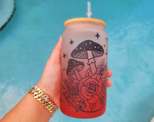 Load image into Gallery viewer, Mushroom Beer Can Glass | Boho Mushroom Coffee Glass | Aesthetic Coffee Glass | 16 oz