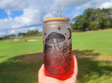 Load image into Gallery viewer, Mushroom Beer Can Glass | Boho Mushroom Coffee Glass | Aesthetic Coffee Glass | 16 oz