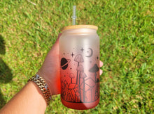 Load image into Gallery viewer, Mushroom Beer Can Glass | Boho Mushroom Coffee Glass | Aesthetic Coffee Glass | 16 oz