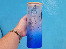 Load image into Gallery viewer, Blue End Mushroom Beer Can Glass | Boho Mushroom Coffee Glass 24 OZ