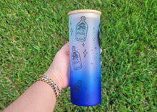 Load image into Gallery viewer, Blue End Mushroom Beer Can Glass | Boho Mushroom Coffee Glass 24 OZ