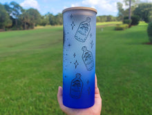Load image into Gallery viewer, Blue End Mushroom Beer Can Glass | Boho Mushroom Coffee Glass 24 OZ