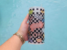 Load image into Gallery viewer, Chekered Beer Can Glass | Boho Cute Kawaii Coffee Glass | 20 oz