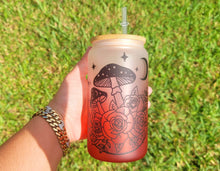 Load image into Gallery viewer, Mushroom Beer Can Glass | Boho Mushroom Coffee Glass | Aesthetic Coffee Glass | 16 oz