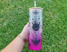 Load image into Gallery viewer, Mushroom Beer Can Glass | Boho Moth Coffee Glass | Aesthetic Coffee Glass | 24 oz