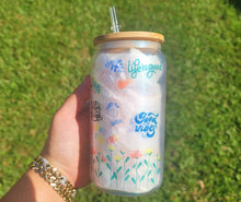 Load image into Gallery viewer, Affirmations beer can glass, Cute Glittery coffee glass, Customized garden Coffee glass,