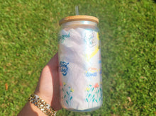 Load image into Gallery viewer, Affirmations beer can glass, Cute Glittery coffee glass, Customized garden Coffee glass,