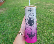 Load image into Gallery viewer, Mushroom Beer Can Glass | Boho Moth Coffee Glass | Aesthetic Coffee Glass | 24 oz