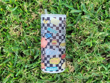 Load image into Gallery viewer, Chekered Beer Can Glass | Boho Cute Kawaii Coffee Glass | 20 oz