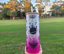 Load image into Gallery viewer, Mushroom Beer Can Glass | Boho Moth Coffee Glass | Aesthetic Coffee Glass | 24 oz