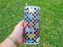 Load image into Gallery viewer, Chekered Beer Can Glass | Boho Cute Kawaii Coffee Glass | 20 oz