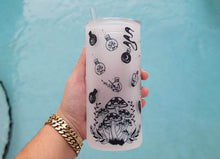 Load image into Gallery viewer, Mushroom Beer Can Glass | Boho Moth Coffee Glass | Aesthetic Coffee Glass | 20 oz