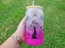 Load image into Gallery viewer, Mushroom Beer Can Glass | Boho Mushroom Coffee Glass | Aesthetic Coffee Glass | 16 oz