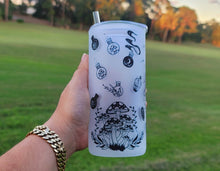 Load image into Gallery viewer, Mushroom Beer Can Glass | Boho Moth Coffee Glass | Aesthetic Coffee Glass | 20 oz