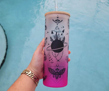 Load image into Gallery viewer, Mushroom Beer Can Glass | Boho Moth Coffee Glass | Aesthetic Coffee Glass | 24 oz