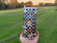Load image into Gallery viewer, Chekered Beer Can Glass | Boho Cute Kawaii Coffee Glass | 20 oz