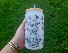 Load image into Gallery viewer, Mushroom Beer Can Glass | Boho Mushroom Coffee Glass | Aesthetic Coffee Glass | 16 oz