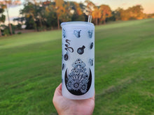 Load image into Gallery viewer, Mushroom Beer Can Glass | Boho Moth Coffee Glass | Aesthetic Coffee Glass | 20 oz
